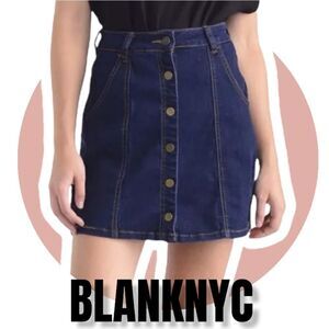 NWT BLANKNYC Dark Denim Button Front Mini Skirt 28